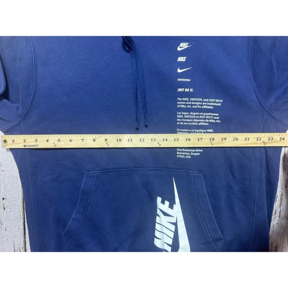 Nike Men's Club Shoebox Pullover Sweatshirt Hoodie Blue Large Logo - Picture 5 of 7